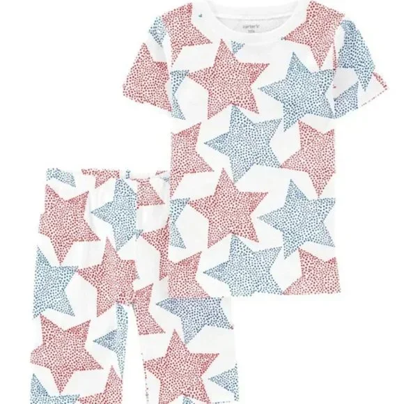 Carter's Pajamas Nwt Carters Kids Dotted Stars July 4th Shirt